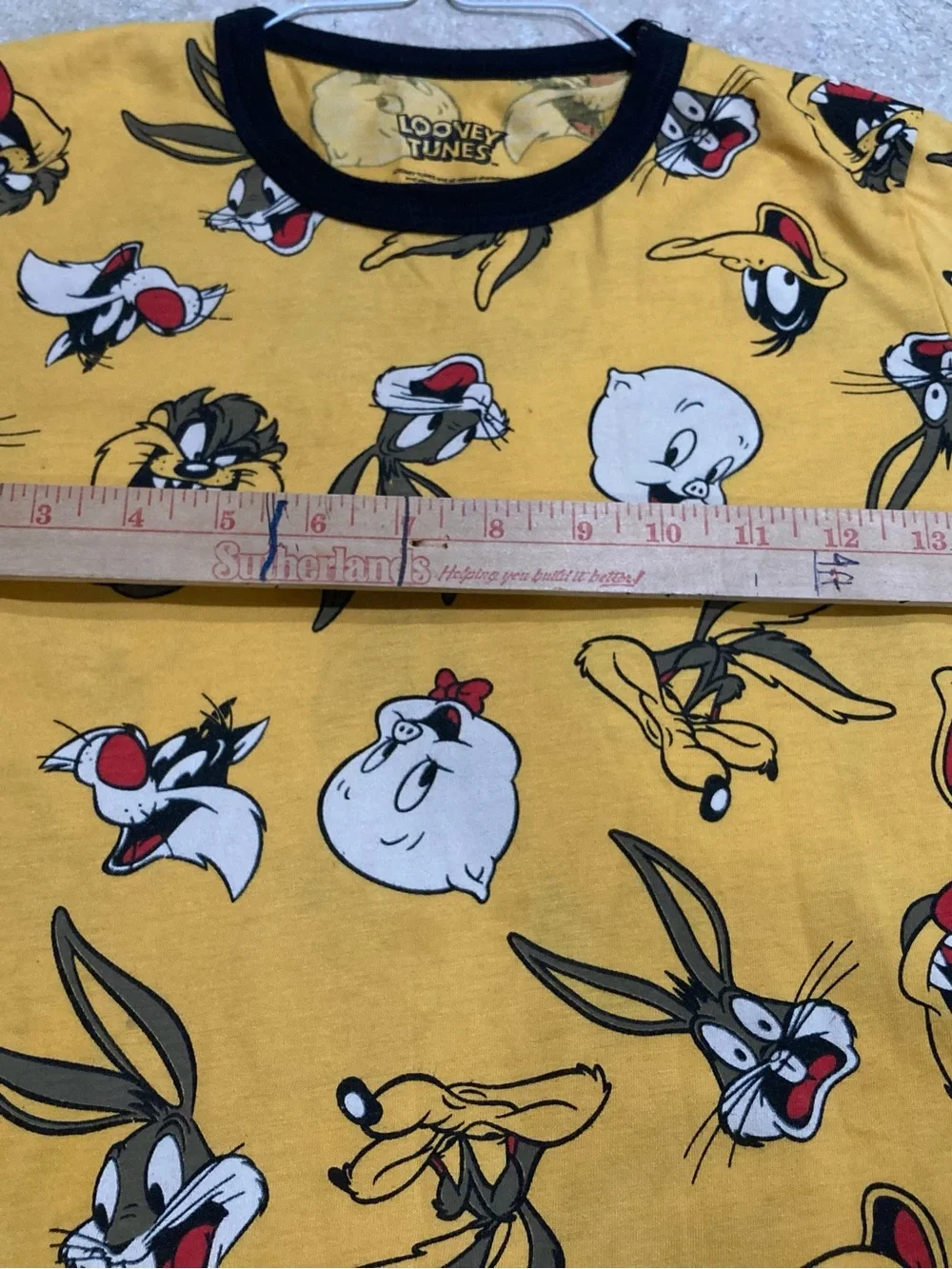 Warner Bros. Yellow Looney Tunes All-Over Character Tee with Black Trim
